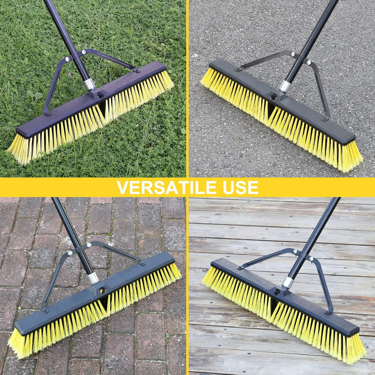 KeFanta 18 Inches Push Broom Outdoor- Heavy Duty Broom with 63" Long Handle for Deck Driveway Garage Yard Patio Warehouse Concrete Floor Cleaning