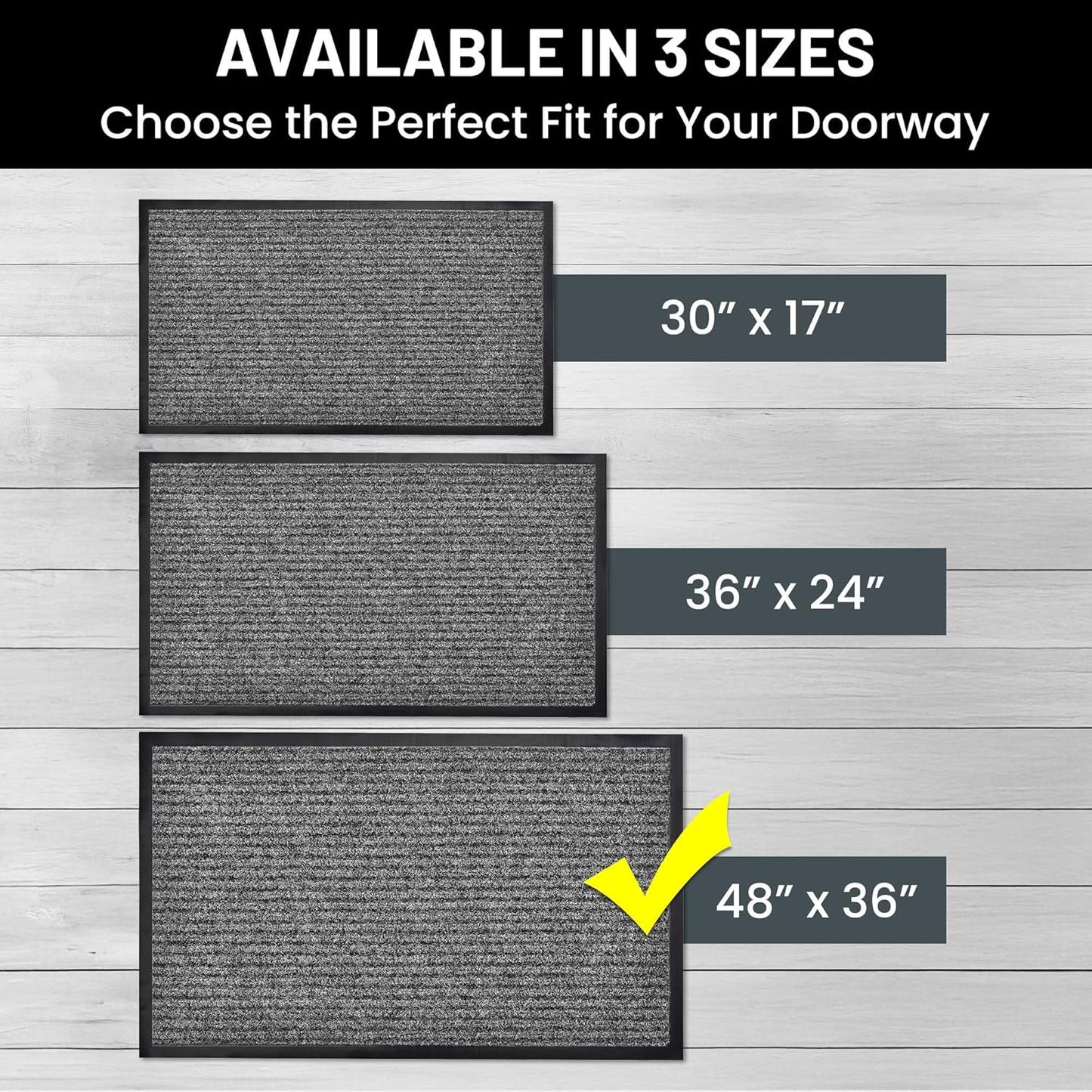 Sierra Concepts Front Door Mat Welcome Floor Mats - Entryway Indoor Outdoor Entrance Doormat, Patio, Porch, Muddy Shoe, Inside Outside Low Profile, 30x17 inches, 2-Pack Gray