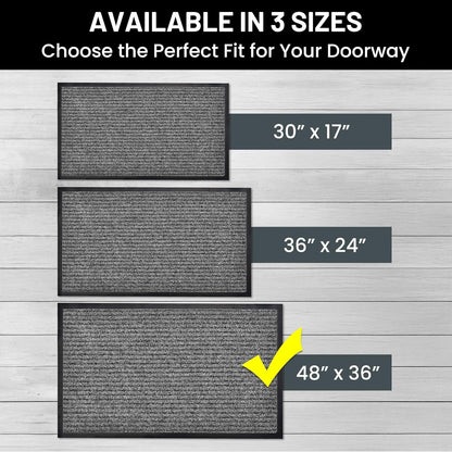 Sierra Concepts Front Door Mat Welcome Floor Mats - Entryway Indoor Outdoor Entrance Doormat, Patio, Porch, Muddy Shoe, Inside Outside Low Profile, 30x17 inches, 2-Pack Gray