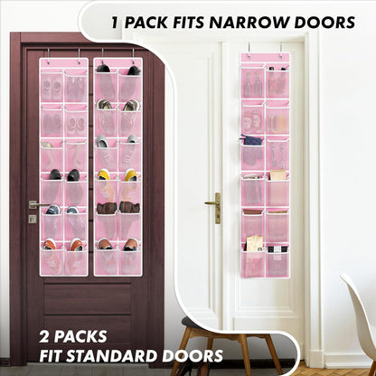 Simple Houseware 24 Pockets - 2PK 12 Large Pockets Over Door Hanging Shoe Organizer, Grey