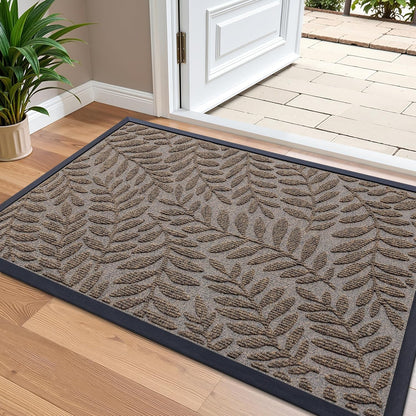 OLANLY Front Door Mat Outside Entrance 29.5x17, Absorbent, Heavy Duty Sturdy Natural Rubber Doormat Indoor Outdoor, Stain and Fade Resistant, Non-Slip Backing Low Profile Floor Mat for Entryway, Grey