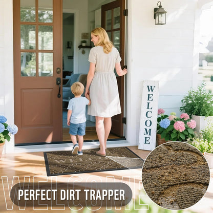 Yimobra Welcome Mat Outdoor Indoor, All-Weather Waterproof Front Door Mat Outside Entrance, Non-Slip Low Profile Porch Patio Doormat, 29.5x17, Black