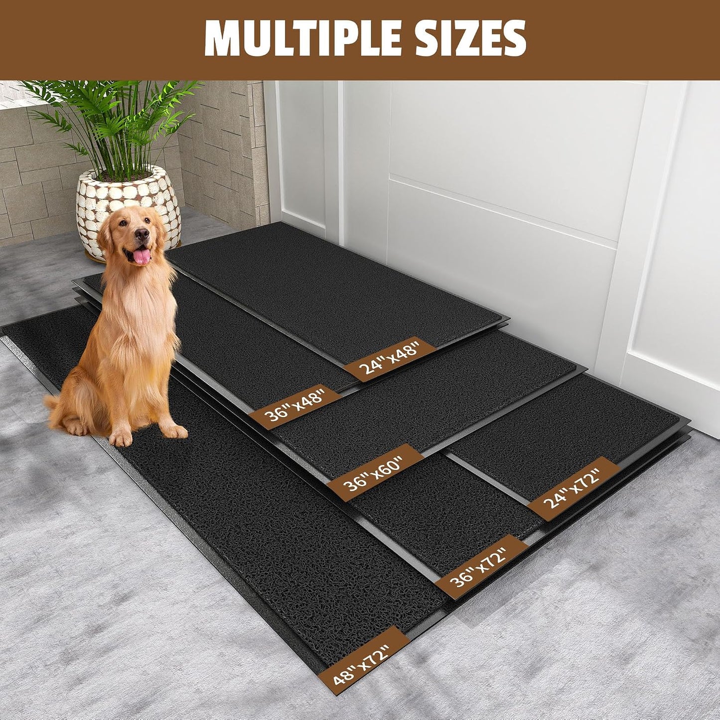 Front Door Mat Indoor Outdoor, 48" x 36" Non Slip Welcome Doormat for Entryway, Heavy Duty Low Profile Entrance Rug for High Traffic Areas, Patio, Outside Entry, Yard, Porch Waterproof