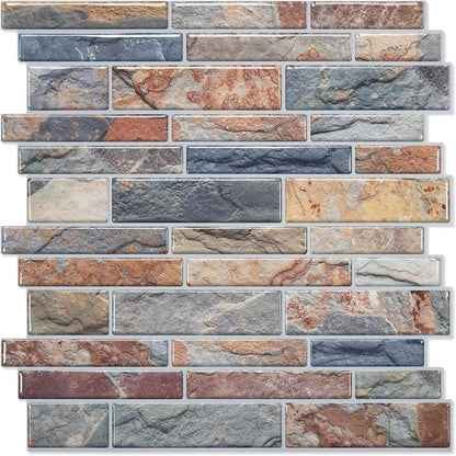 STICKGOO Thicker Design Peel and Stick Tile Backsplash, 12”×12” Stick on Backsplash for Kitchen, Self Adhesive Tile Stickers for Kitchen Backsplash and Bathroom(10 Sheets, Vintage Stone)