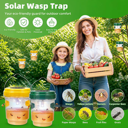 4 Pack Wasp Deterrents for Outside,Reusable Solar Powered Hanging Wasp Catcher, Stay Away from Insect for Garden Yard Deck