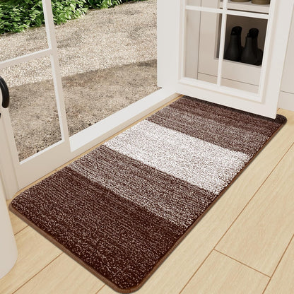 Kitinjoy Indoor Outdoor Door Mat, 32x20 Non-Slip Absorbent Dirt Trapper, Low-Profile Washable Inside Entrance Front Floor Mat, Sturdy Soft Entry Doormats for Entryway, Grey