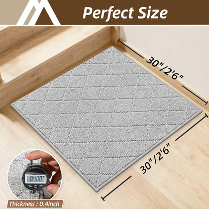 COSY HOMEER Edging Stair Treads Non-Slip Carpet Mat 28inX9in Indoor Stair Runners for Wooden Steps, Edging Stair Rugs for Kids and Dogs, 100% Polyester TPE Backing(4pc, Beige)