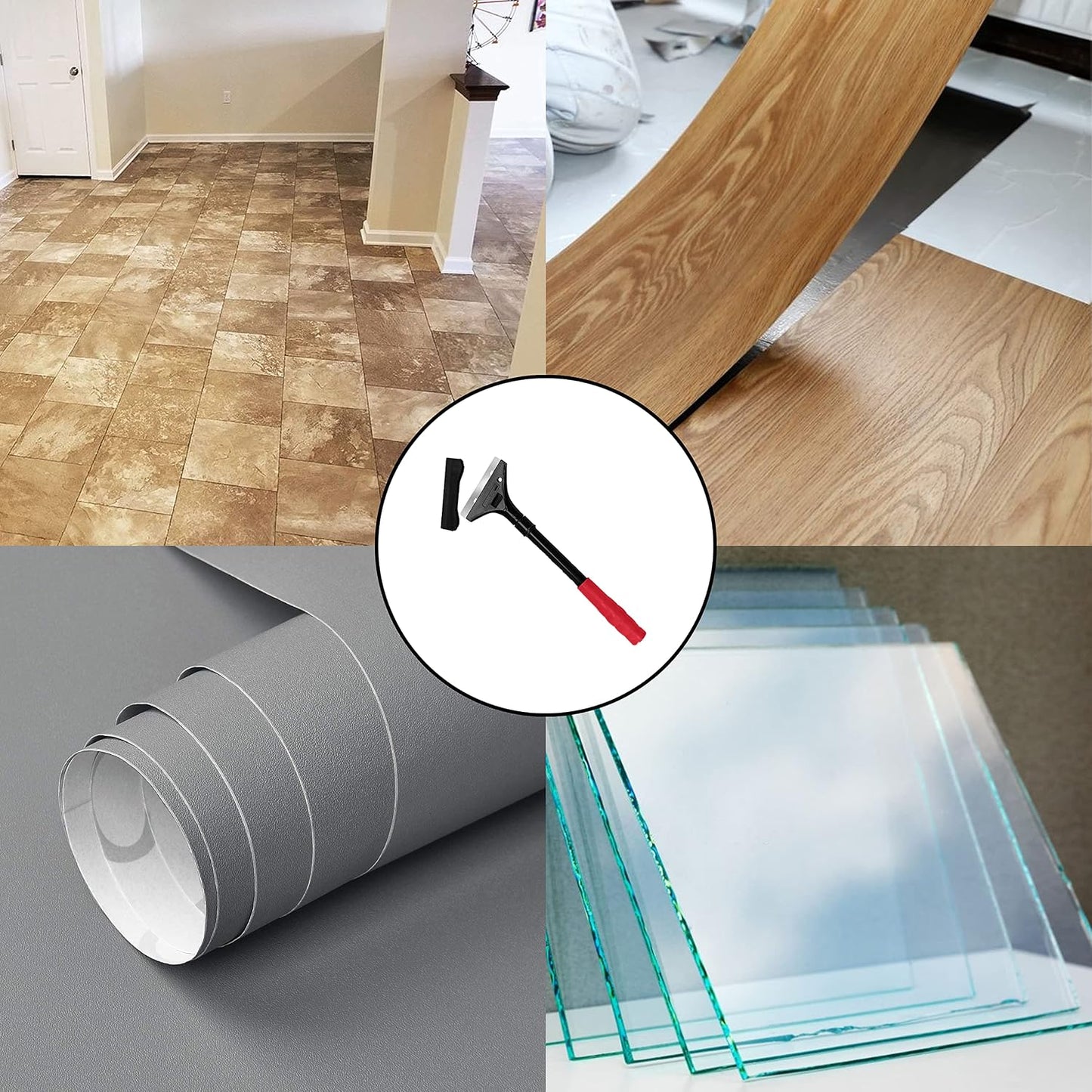 ALLWAY GTS-G Glass & Tile Scraper with Snap-On Blade Guard, 4" | Soft-Grip Handle, Easy Blade Change