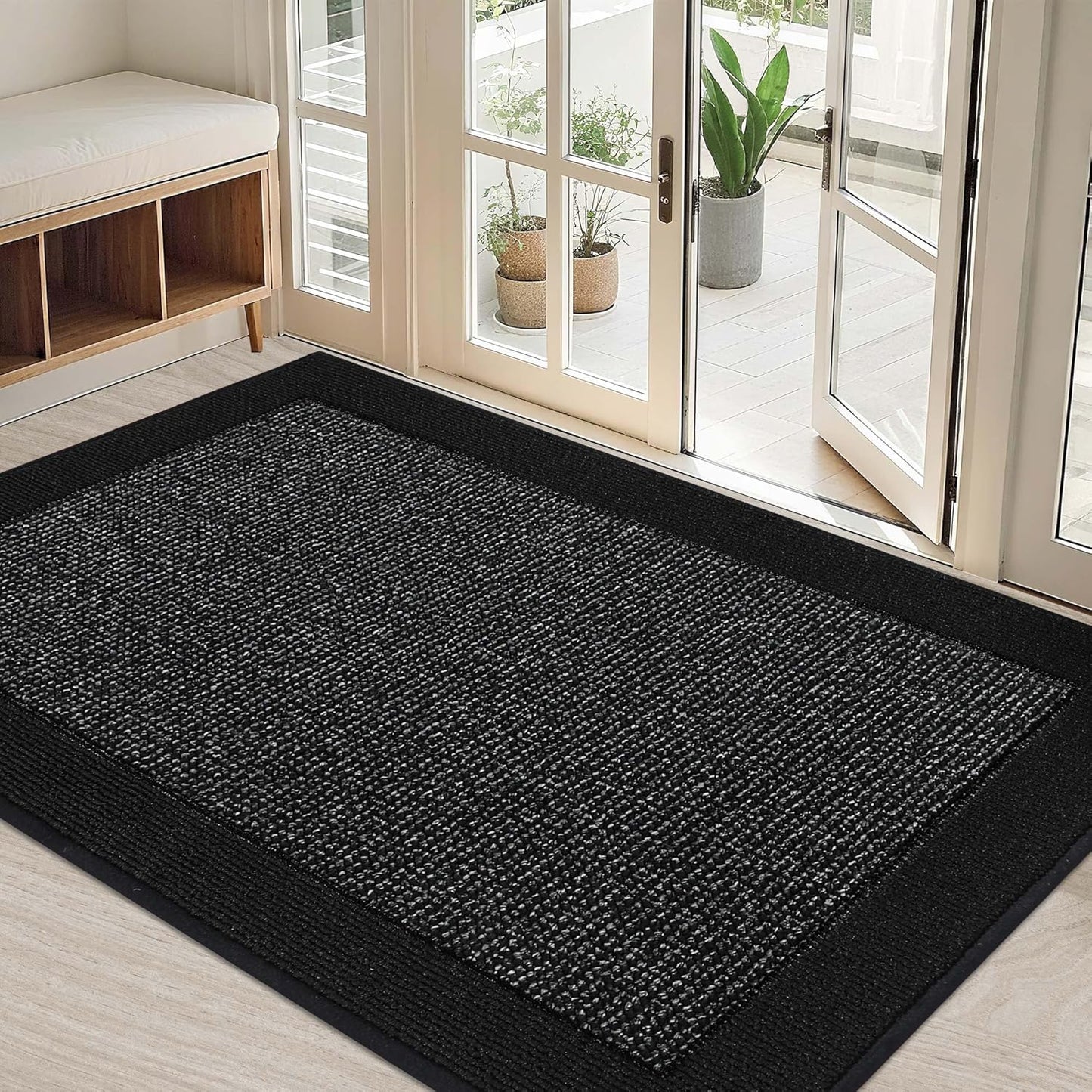 BEQHAUSE Indoor Door Mat 20" x 32", Dirt Trapper Door Mats Non-Slip Entryway Rugs Washable, Resist Dirt Absorbent Welcome Mat, Low Profile Floor Mats for Front Back Door and Entryway, Taupe
