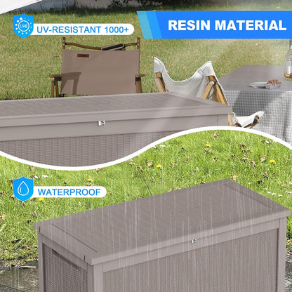 Outdoor Storage Box 325GAL Waterproof Resin Deck Box,Pool Accessories Supplies，UV-Resistant Lockable Package Delivery Bin for Garden Tools,Large Patio Outside Cushions,Chest,Furniture,Black