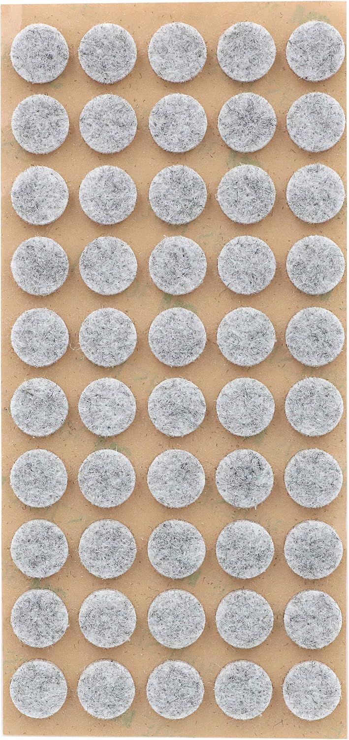 Furniture Felt Pads 3/8" (10mm) Diameter Round 3M Self Adhesive Protects Kitchen Cabinets, Drawers, Desks and Furniture Against Bumps and Scratches 100 Pack - Grey