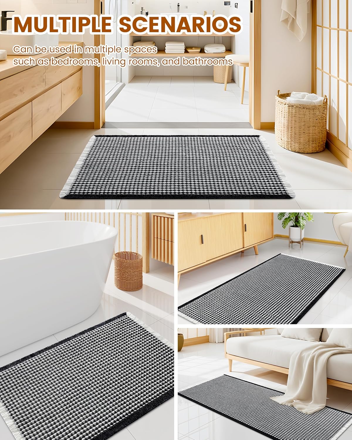 Smiry Waffle Bath Mat 30x20, Extra Soft Absorbent Bathroom Rugs, Non Slip Machine Washable Quick Dry Bath Rugs for Bathroom Floor, Tub, Shower, Home Decor Accessories, Brown