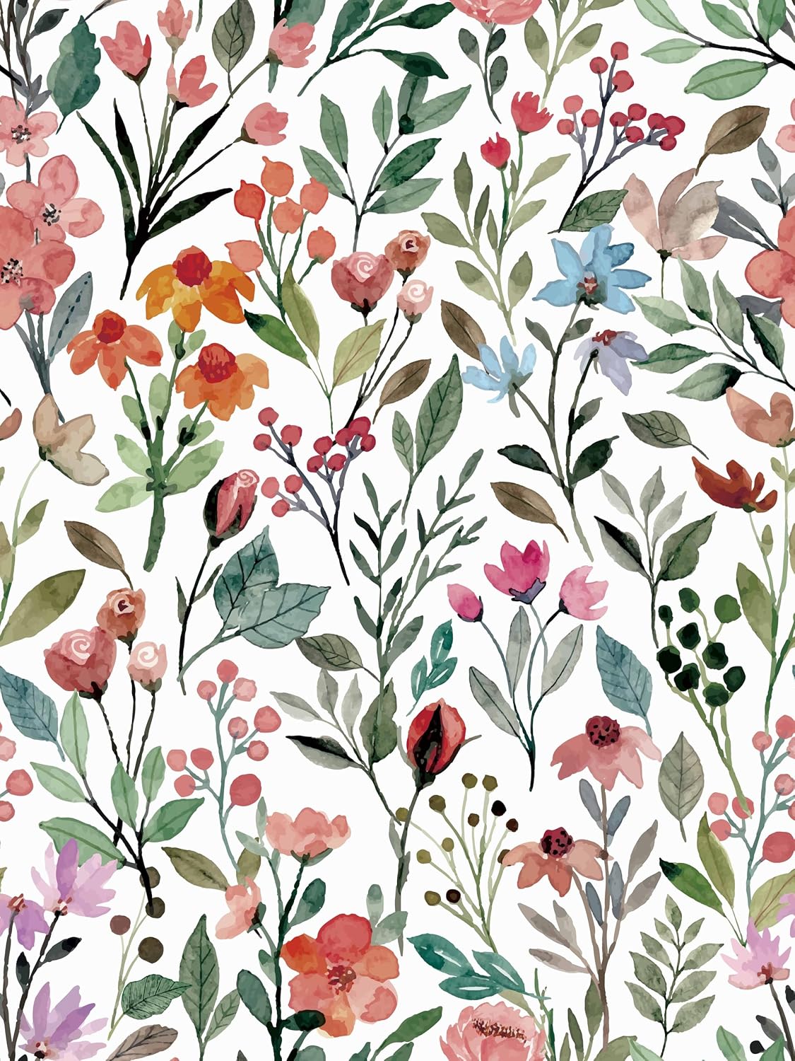Simon&Siff Floral Peel and Stick Wallpaper, 17.3" x 120" Self Adhesive Wallpaper Boho Flower Kitchen Cabinets Furniture Decorative Renter Friendly Wall Paper