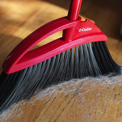O-Cedar Strong Sweep Broom and Dustpan Set with Detail Brush | Indoor Outdoor Heavy Duty Stiff Bristle Broom | Step-On Dust Pan