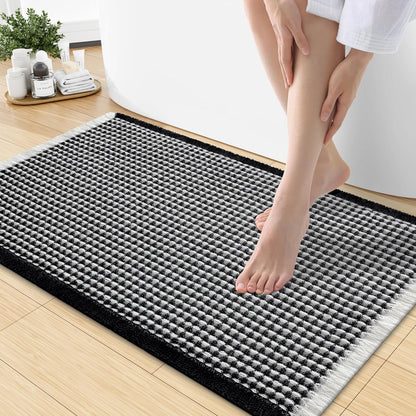 Smiry Waffle Bath Mat 30x20, Extra Soft Absorbent Bathroom Rugs, Non Slip Machine Washable Quick Dry Bath Rugs for Bathroom Floor, Tub, Shower, Home Decor Accessories, Brown