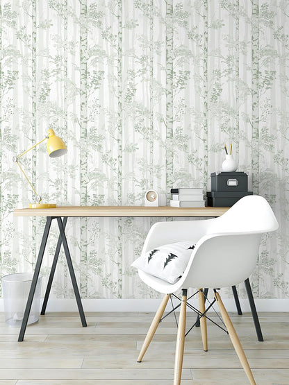 Safiyya Peel and Stick Wallpaper Beige Forest Contact Paper 17.3" x 118" Vintage Tree Wall Paper Renter Friendly Self Adhesive Removable Wallpaper for Bathroom Vinyl Off-White