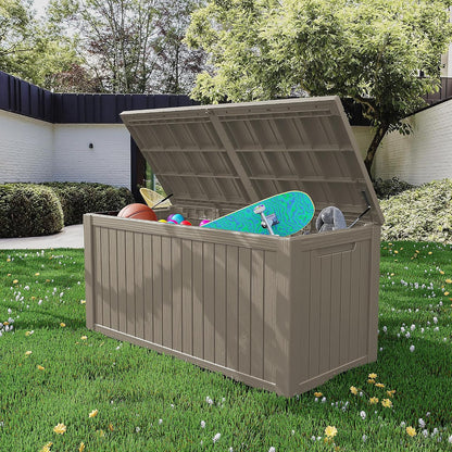 Outdoor Storage Box 325GAL Waterproof Resin Deck Box,Pool Accessories Supplies，UV-Resistant Lockable Package Delivery Bin for Garden Tools,Large Patio Outside Cushions,Chest,Furniture,Black