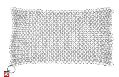 Knapp Made CM Scrubber 4" x 4" Small Ring Chainmail Cast Iron Scrubber, Premium Stainless Steel Mesh Cleaner for Pre-Seasoned Pans, Dutch Ovens, Grills and Skillets