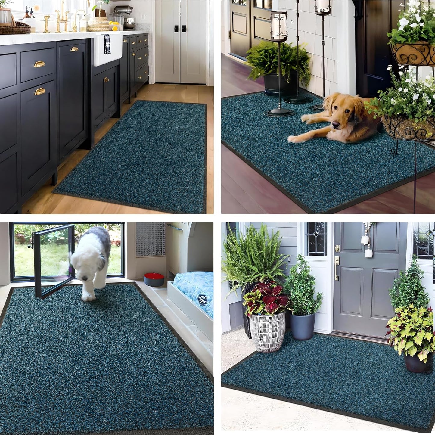 Mibao Front Door Mat, Dirt Trapper Welcome Mat for Outdoor Indoor, Non-Slip Waterproof Doormat, Durable Machine Washable Low Profile Entry Rug for Back Door Outside Patio Porch, 29.5" x 17", Grey