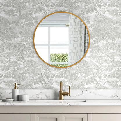 Safiyya Peel and Stick Wallpaper Beige Forest Contact Paper 17.3" x 118" Vintage Tree Wall Paper Renter Friendly Self Adhesive Removable Wallpaper for Bathroom Vinyl Off-White