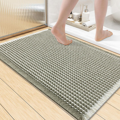 Smiry Waffle Bath Mat 30x20, Extra Soft Absorbent Bathroom Rugs, Non Slip Machine Washable Quick Dry Bath Rugs for Bathroom Floor, Tub, Shower, Home Decor Accessories, Brown