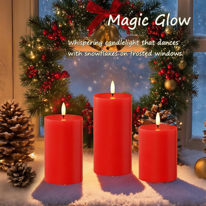 JOIONE Flameless Pillar Candles with Remote, 3 Pack Battery Operated Real Wax LED Candles, LED Candle that Perfect for Home Decorations Fireplace Table, White