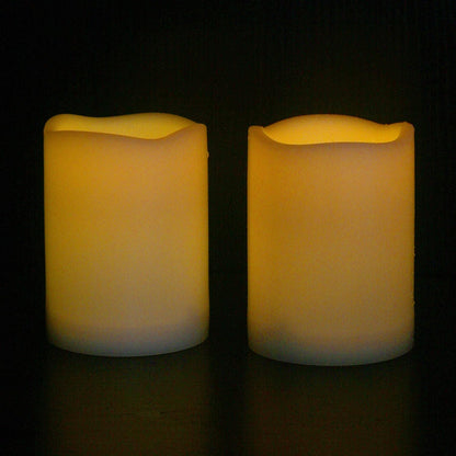 CANDLE CHOICE Waterproof Outdoor Battery Operated Flameless Candles with Remote Timer Plastic Flickering Fake Electric LED Pillars for Lantern Garden Wedding Christmas Decorations 3x4 Inches 3 PCS