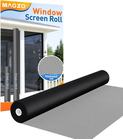 MAGZO Window Screen Replacement Mesh 48"W x 99"L - Pet Resistant Premium & Durable Polyester Screen Door Mesh, Allows Fresh Air In, DIY Repair Kit Includes Tool for Sliding Doors,Windows,Patio, Gray