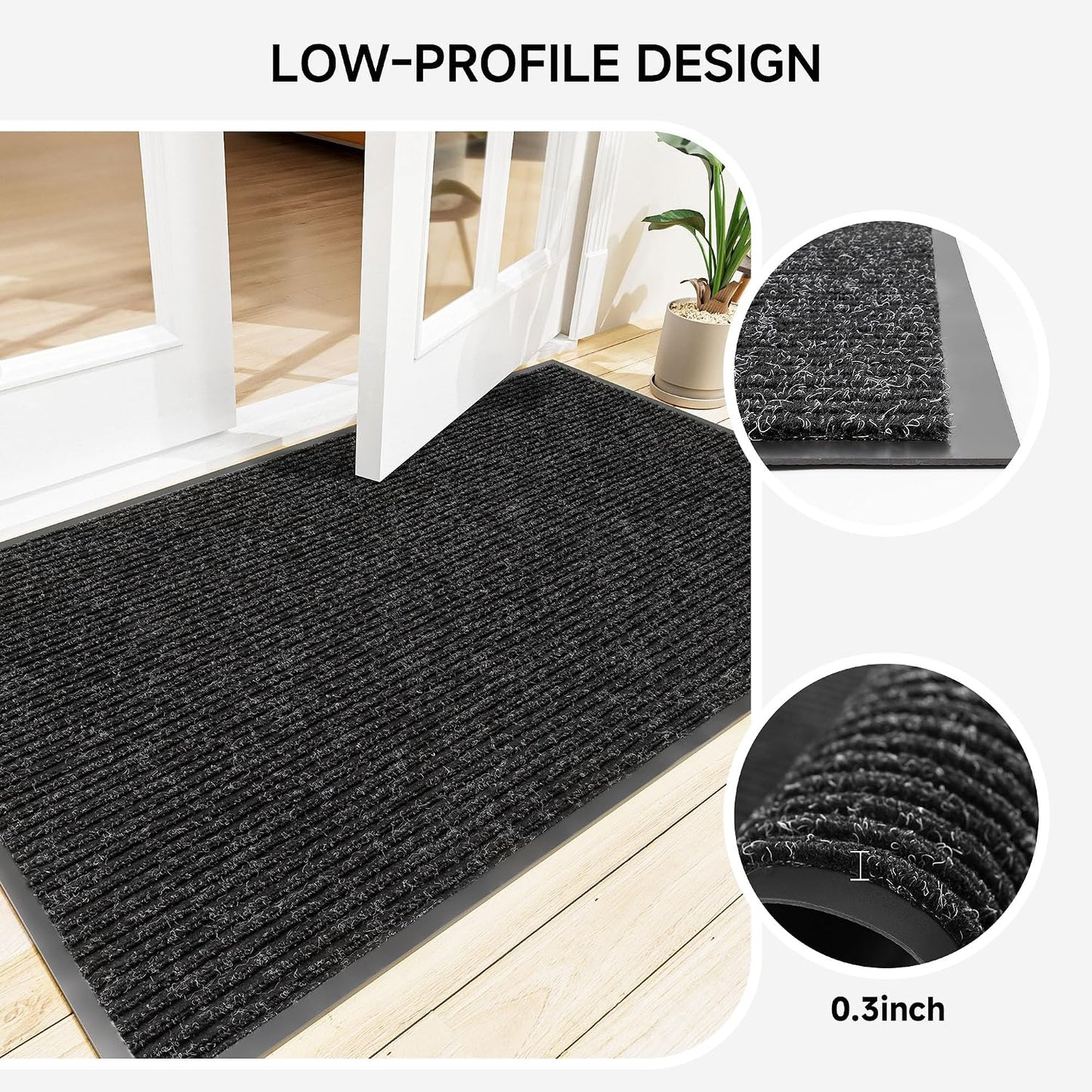 100pointONE Durable Front Door Mat, Heavy Duty Indoor Outdoor Doormat, 48” x 36” Low Profile Outdoor Mats for Home Entrance, Stain and Fade Resistant Shoe Scraper Mat, Ideal for High Traffic Area
