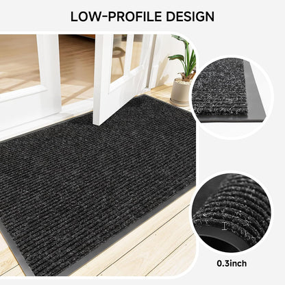 100pointONE Durable Front Door Mat, Heavy Duty Indoor Outdoor Doormat, 48” x 36” Low Profile Outdoor Mats for Home Entrance, Stain and Fade Resistant Shoe Scraper Mat, Ideal for High Traffic Area