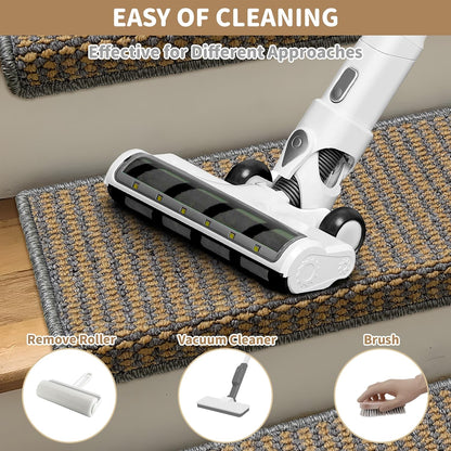 Brakki Bullnose Carpet Stair Treads, Non Slip Stair Treads for Wooden Steps Indoor, Stair Runner, Soft Stair Rugs, Edging Stair Protectors, Washable, 29.5"x9.5"x1.5" 14pcs, Beige