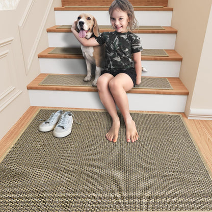Stair Treads Carpet 4 pcs for Wooden Steps with Non Slip Rubber Backing, 100% Polyester Soft Stairs Resistant Indoor Skid Runner Safety Rugs for Kids Elders and Pets 30" * 8" (Dark Gray)