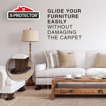 Chair Sliders X-PROTECTOR – Furniture Sliders 40 pcs Carpet Sliders 1” – The Best Furniture Moving Pads – Premium Chair Leg Floor Protectors – Slide Effortlessly with Chair Pads & Protect Your Floor!