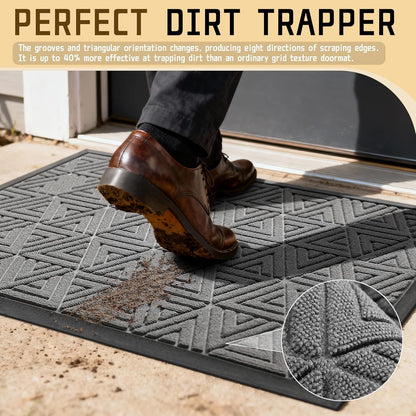 Yimobra Front Door Mat Outside Entrance 29.5x17, Waterproof Heavy Duty Outdoor Mats for Front Door, Non Slip Rubber Entry Mat for Garage Patio Indoor, Grey