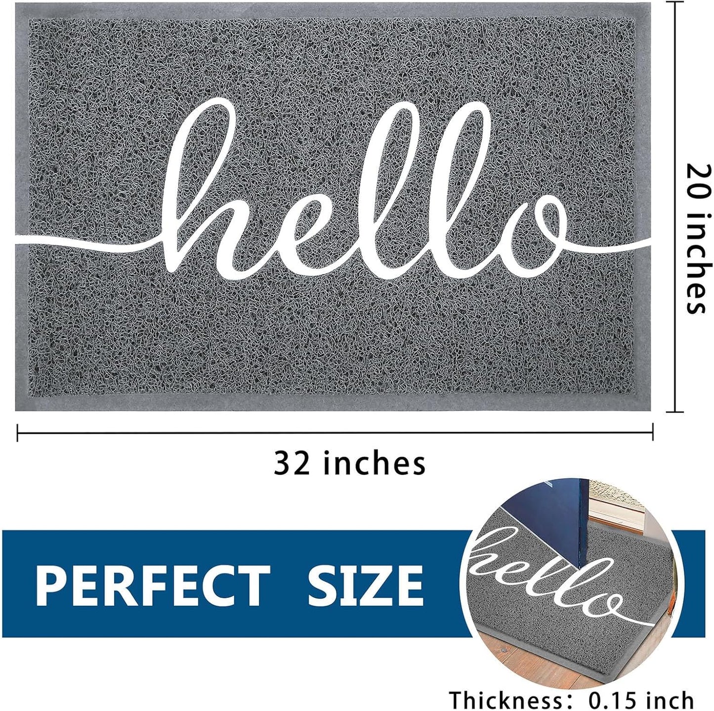 EARTHALL Door Mat Outside Inside Home Doormat, 30"x17.5", Durable Floor Mat Non Slip Mat Ultra Absorb Mud Easy Clean Front Doormat for Garage, Entryway, Patio, High Traffic Areas, Black