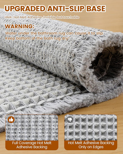 Smiry Waffle Bath Mat 30x20, Extra Soft Absorbent Bathroom Rugs, Non Slip Machine Washable Quick Dry Bath Rugs for Bathroom Floor, Tub, Shower, Home Decor Accessories, Brown