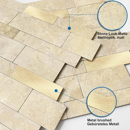 MOFIT Backsplash Tile for Kitchen Peel and Stick Stone Matte Finish,Bathroom Tiles Stickers 3D Wall Panel Linear Mosaic Marble Backsplash Waterproof(10sheets,Blue Green Gray)