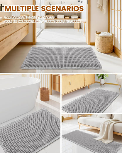 Smiry Waffle Bath Mat 30x20, Extra Soft Absorbent Bathroom Rugs, Non Slip Machine Washable Quick Dry Bath Rugs for Bathroom Floor, Tub, Shower, Home Decor Accessories, Brown