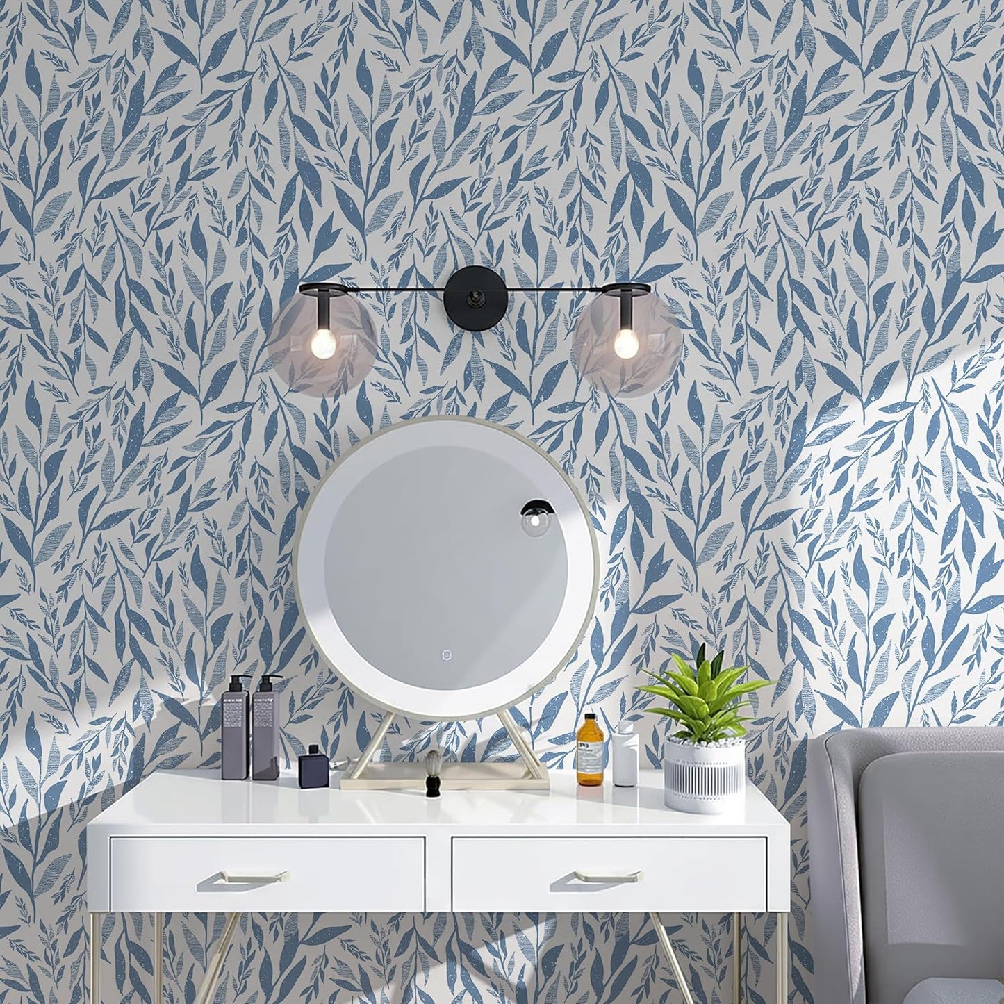 Safiyya Peel and Stick Wallpaper Boho Modern Beige Leaf Contact Paper Peel and Stick Wall Paper Self Adhesive Removable Wallpaper for Bedroom Bathroom Vinyl Roll 78.7"x17.3"