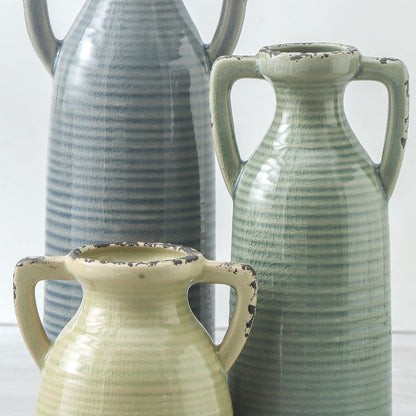 Bud Vase - Flower Vase Set - Decorative Vases - Ceramic Small Vase Set of 3 for Centerpieces - Ice Creak for Decor - Modern Decoration Vases for Home Farmhouse Table Office, Mini Vase by Lyeec