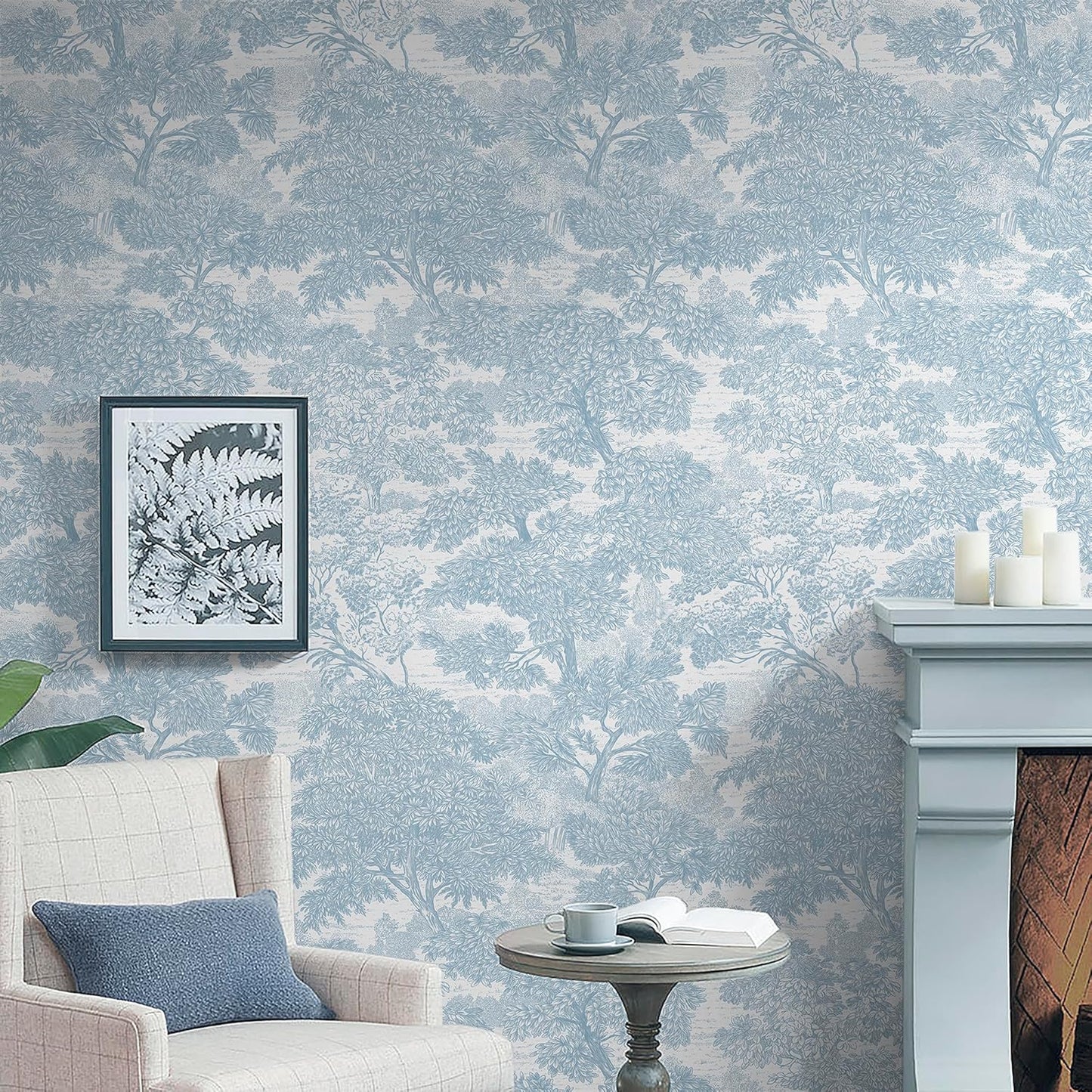 Safiyya Peel and Stick Wallpaper Beige Forest Contact Paper 17.3" x 118" Vintage Tree Wall Paper Renter Friendly Self Adhesive Removable Wallpaper for Bathroom Vinyl Off-White