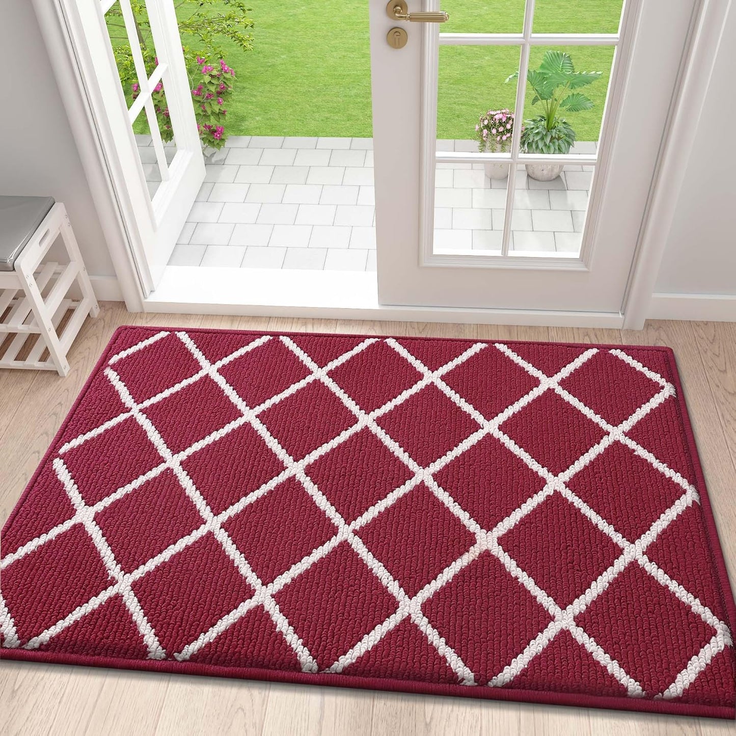 Finchitty Indoor Door Mat, Dirt Resistant and Absorbent, Low-Profile, Non-Slip, Washable Inside Floor Mats for Front Door, Back, and Entrance, 32" x 20", Grey