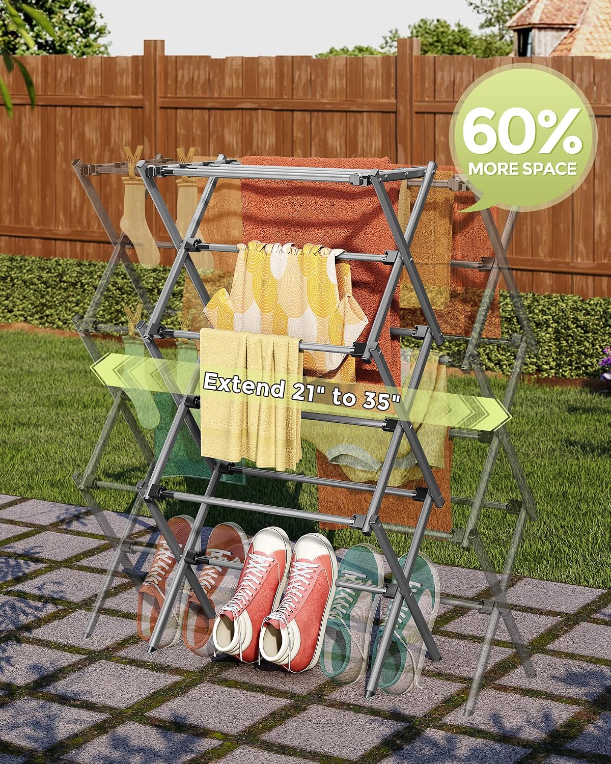 APEXCHASER Drying Rack Clothing - 3 Tier Metal Clothes Drying Rack Collapsible, Laundry Drying Rack Expandable, Small Clothe Airer for Baby Clothes Towel Bib Sock Indoor Outdoor Use(White)