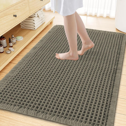 Smiry Waffle Bath Mat 30x20, Extra Soft Absorbent Bathroom Rugs, Non Slip Machine Washable Quick Dry Bath Rugs for Bathroom Floor, Tub, Shower, Home Decor Accessories, Brown