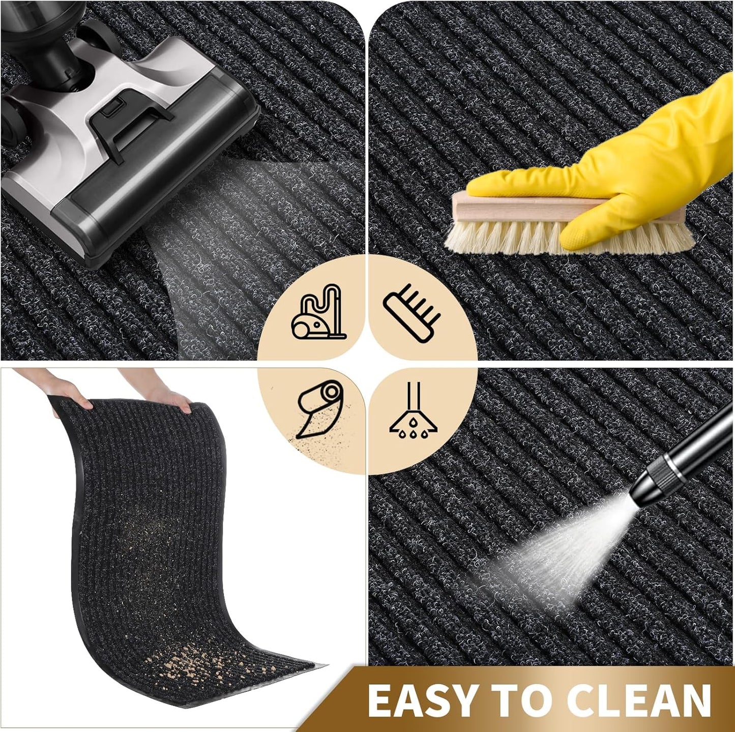 Yimobra Welcome Mat, Heavy Duty Sturdy Door Mats for Home Entrance Outdoor Indoor, Front Doormat for Outside Patio Floor Entry Porch Garage Office, Waterproof, Low Profile, 29.5x17, Black Grey