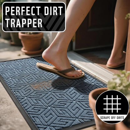 Yimobra Doormat Outdoor Entrance 29.5x17, All-Weather Waterproof Outdoor Mats for Front Door, Non Slip Welcome Door Mat for Patio Proch Outside Entryway Indoor, Black