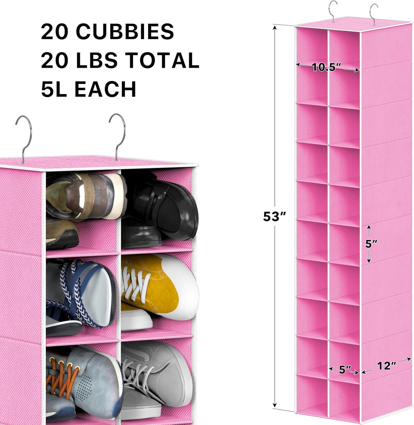 Simple Houseware 20 Section Shelves Hanging Shoes Organizer Holder for Closet, Gray