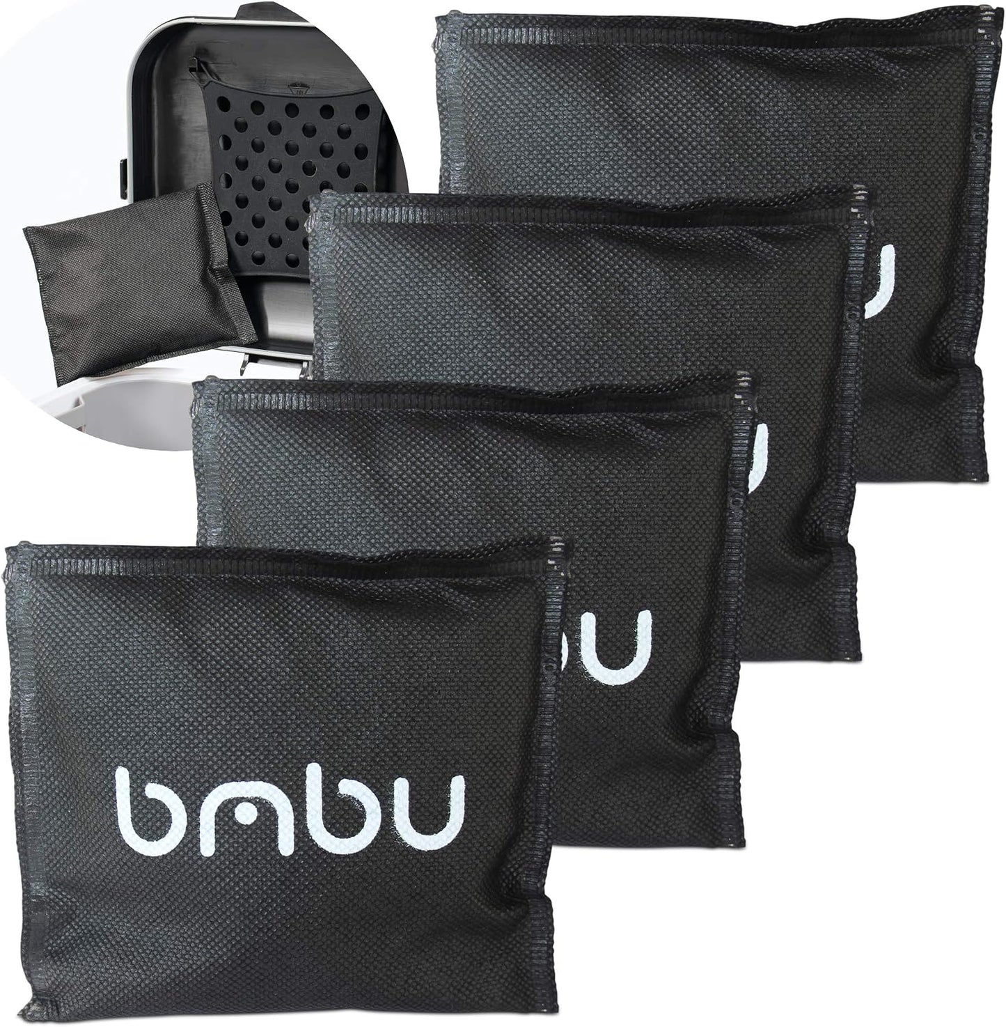 Bamboo Charcoal Deodorizer Bag for Litter Disposal Box/Diaper Pails (4 Pack) - Replacement Inserts for PetFushion Portable Cat Litter Disposal - Absorb and Eliminate Odors/Smells