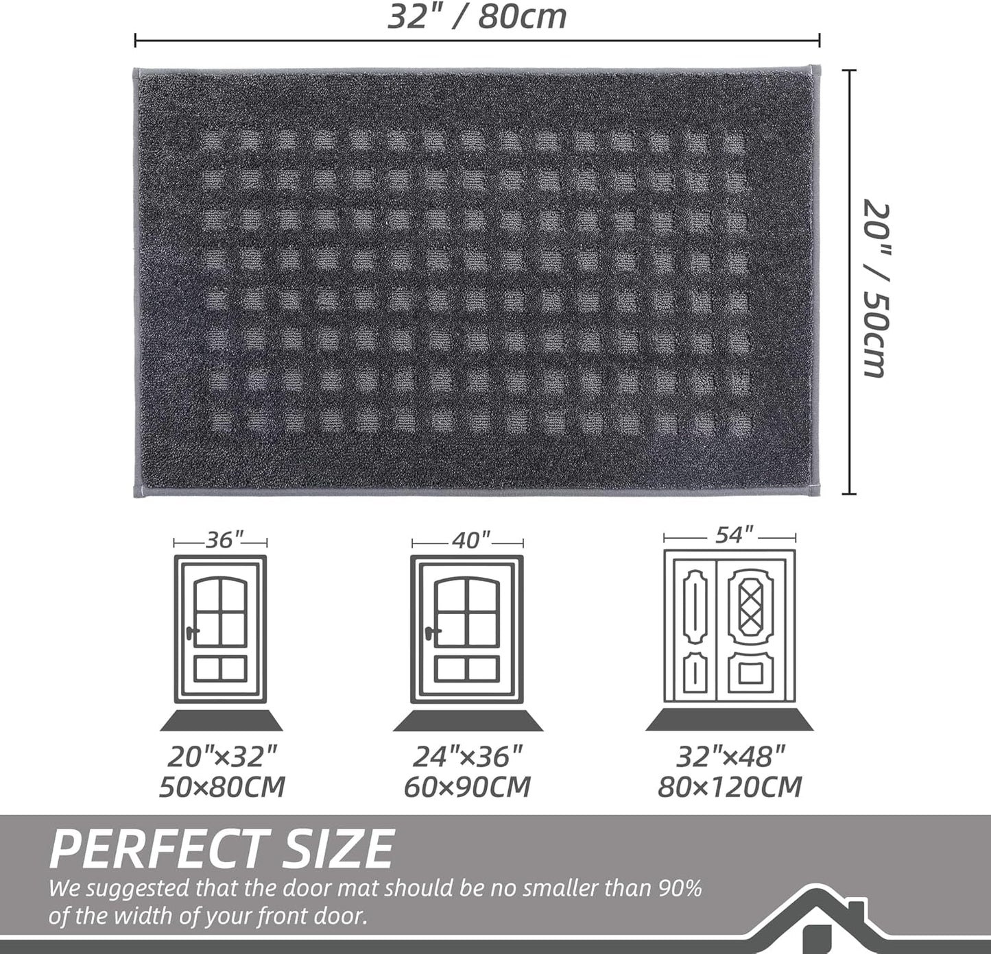 BEQHAUSE Dirt Trapper Door Mats 20"x32", Non-Slip Waffle Doormat Indoor Entrance Low-Profile, Dirt Resist and Absorbent Entryway Rugs Washable Inside Welcome Floor Mat for Front Back Door, Beige