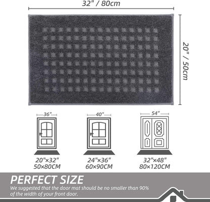 BEQHAUSE Dirt Trapper Door Mats 20"x32", Non-Slip Waffle Doormat Indoor Entrance Low-Profile, Dirt Resist and Absorbent Entryway Rugs Washable Inside Welcome Floor Mat for Front Back Door, Beige